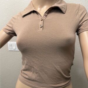 Hollister Tan Button Down Polo Shirt